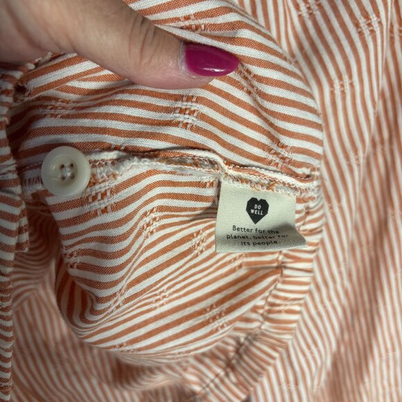 Madewell Striped Cotton Button-Up Puff Sleeve Blouse With Square Neckline - Picture 9 of 10